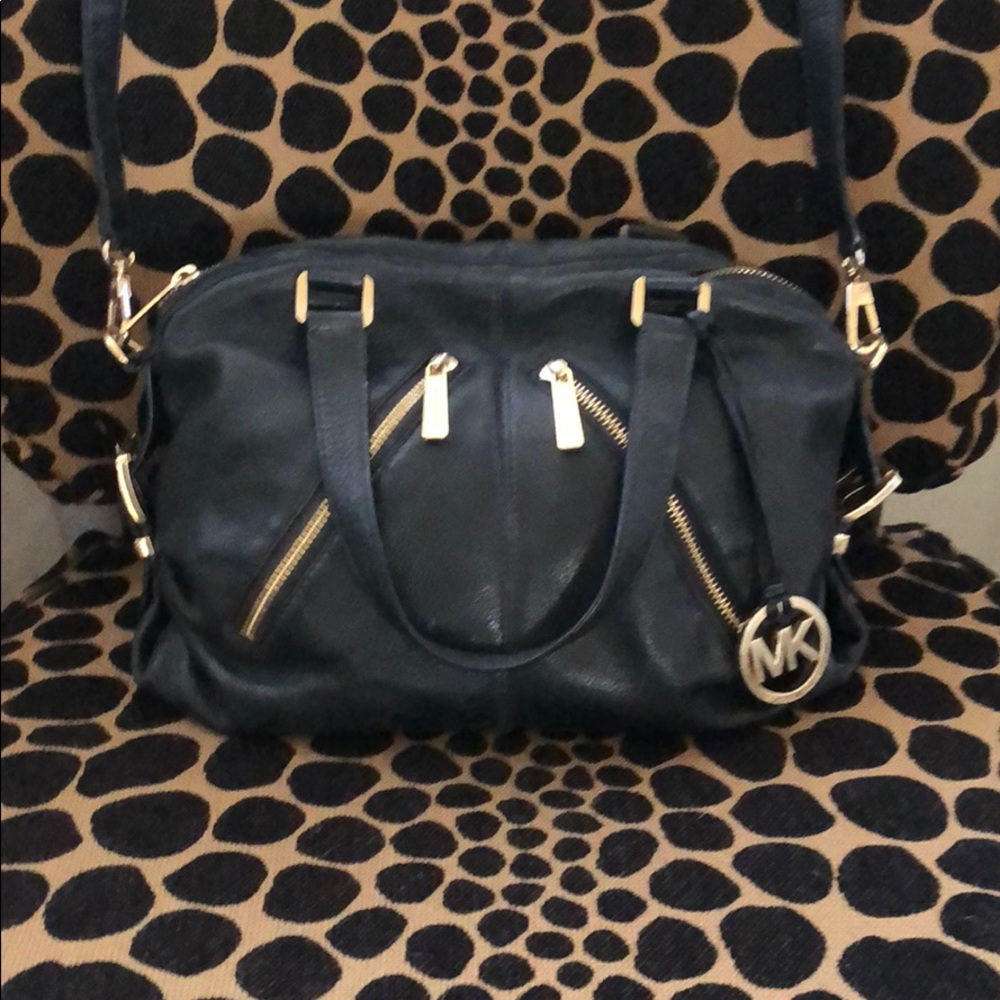 Michael Kors Black Leather Satchel with Gold Hardware - Picture 1 of 3